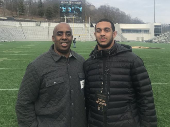 Safety prospect Daryan McDonald is joined with by his dad on his unofficial Jr. Day visit to Army West Point