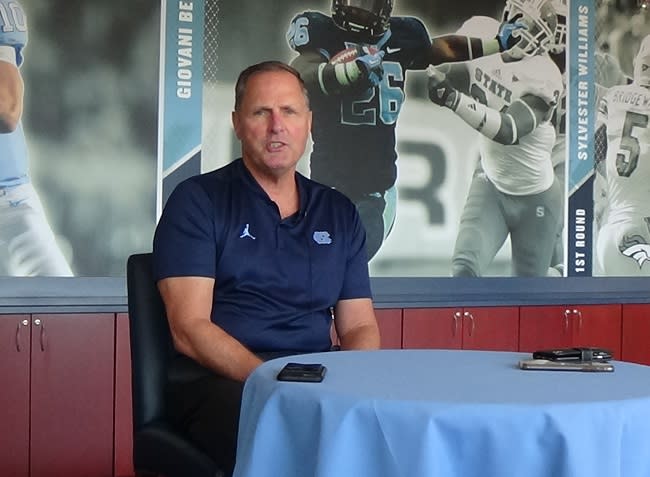 UNC's asst HC and TE coach Tim Brewster discusses why he came back, Mack Brown, recruiting and more.