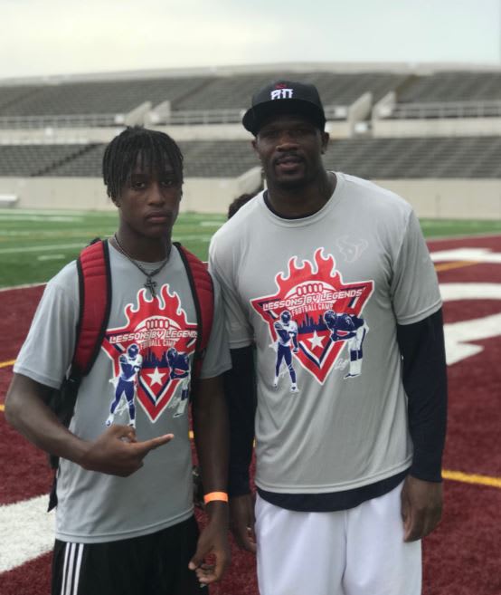 Cale Sanders Jr. with former Houston Texans WR Andre Johnson