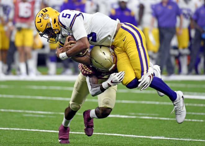 New LSU starting QB Jayden Daniels led the Tigers to three touchdown drives on their final three possessions but LSU lost to Florida State 24-23 Sunday night in the Superdome.