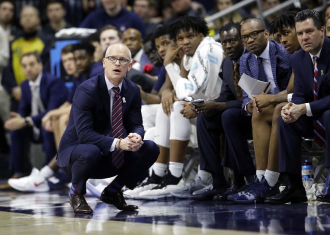 Connecticut head coach Dan Hurley is in his second season as the Huskies' coach, after his success at Rhode Island and Kevin Ollie's fall rom the 2014 National Championship. (USA Today Images)