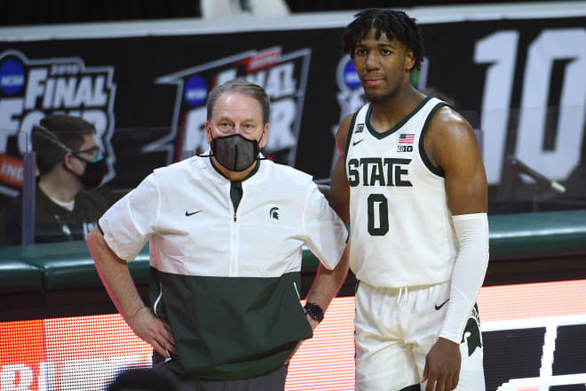 Tom Izzo and Aaron Henry