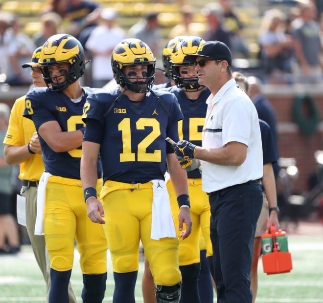 Michigan Wolverines head football coach Jim Harbaugh has won 50 games at U-M.