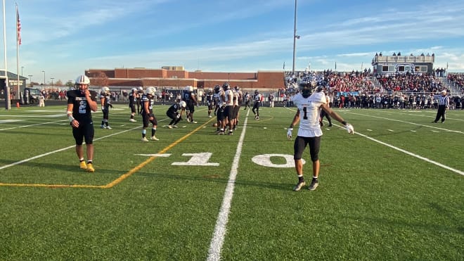 Stone Bridge ATH Jacob Thomas (#2) and Highland Springs ATH Quanye Veney (#1) square off in Saturday's Division 5 State Semifinal in Ashburn