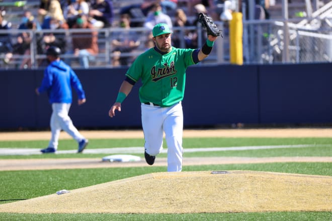 First baseman Niko Kavadas hit two home runs in Notre Dame's 10-0 win Friday.