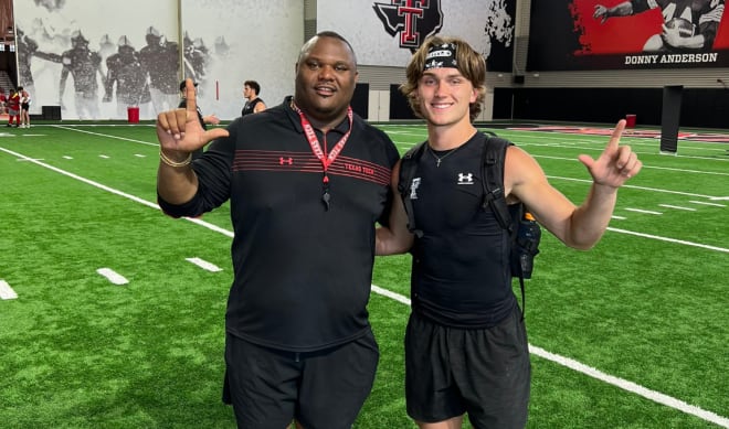 Panhandle ATH Landyn Hack with Texas Tech DL coach Zarnell Fitch