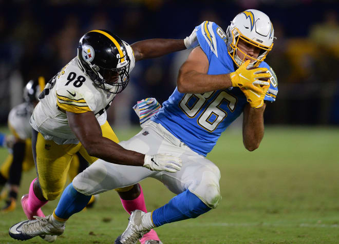 Hunter Henry set career highs in receptions and yards on Sunday.