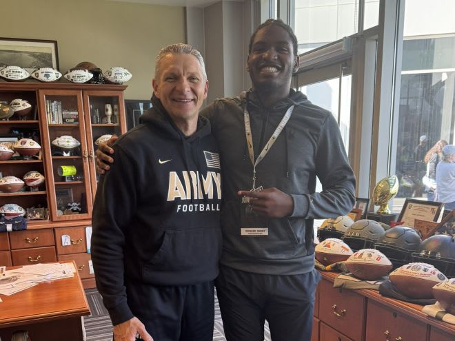 Army Head Coach Jeff Monken and DE Prospect Richard Denny