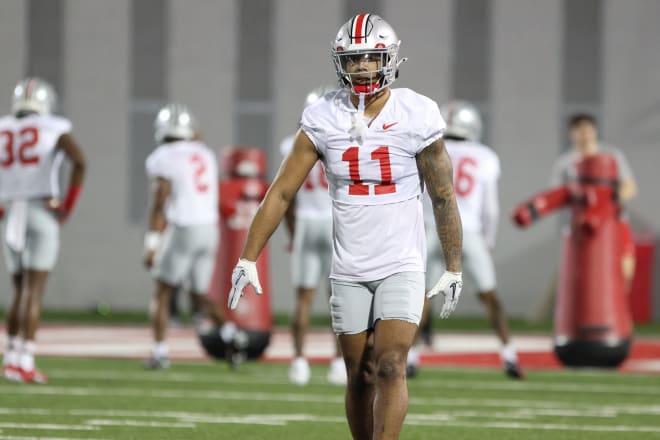Ohio State linebacker C.J. Hicks turned in a productive camp. (Birm/DTE)