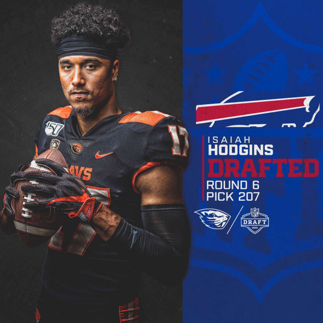 The Buffalo #Bills select, #OregonState WR Isaiah Hodgins. Round 6