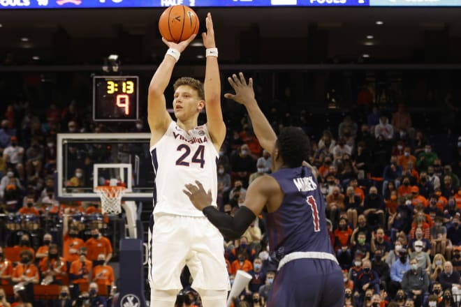 Igor Milicic Jr. knocked down a career-best three 3-pointers off the bench late in UVa's win against Fairleigh Dickinson.