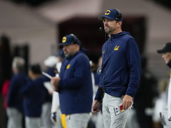 Cal head coach Justin Wilcox watches on from the sideline in the Bears' loss to Washington last Saturday.
