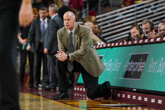 Tad Boyle in L.A. during the Buffs' Feb. 9, 2019 road win over USC.