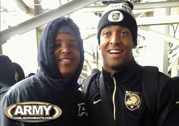 Defensive lineman prospect Timothy Kater with older brother and former Army tight end, Kelvin White