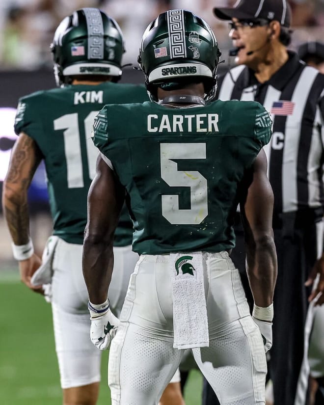 Nate Carter played in his first game as a Spartan on Friday.