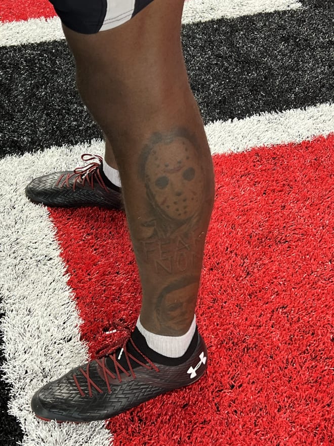 Jason Voorhees and Michael Myers seen tattooed on Jerand Bradley's left calf/ankle.