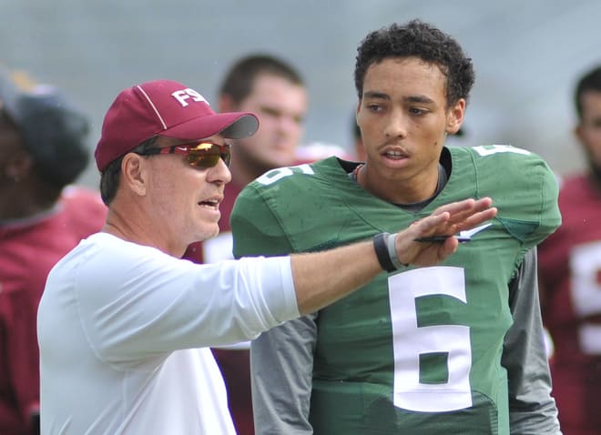 Former FSU coach Jimbo Fisher and Malik Henry