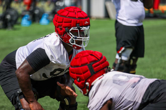 Warren Brinson is goes through workouts with the rest of the defensive line.