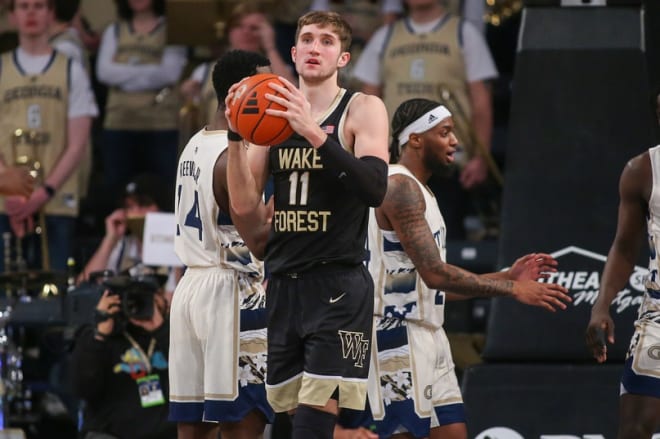 Wake Forest forward Andrew Carr has scored in double figures in seven straight games. 