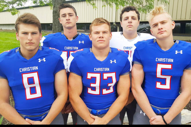 Maybe the best darkhorse in the Class C-1 field for 2017, Lincoln Christian will be led by these guys (left to right): Alex Schreiner (8), Treyson Bigler (12), Isaiah Young (33), Max McEwen (50) and Reid Houchin (5).