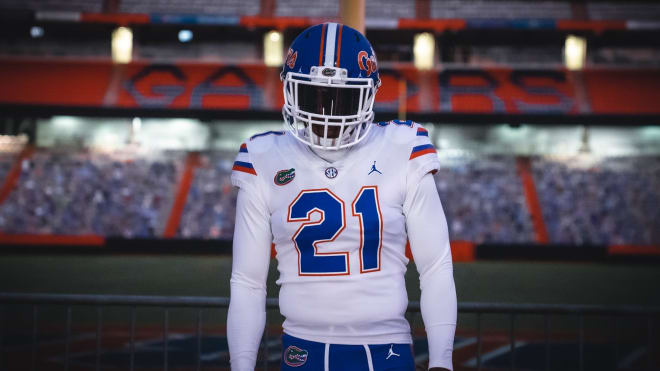 Florida Gators wearing blue helmets at Tennessee