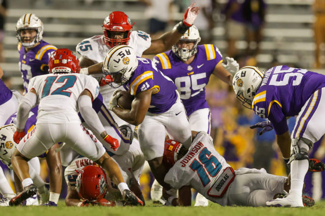 LSU reserve running back Noah Cain came off the bench to run for 94 yards and two TDs in the Tigers' 38-0 shutout of New Mexico on Saturday night in Tiger Stadium.