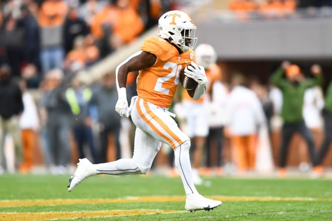 Tennessee freshman running back Dylan Sampson led the Vols in rushing with 98 yards and a touchdown against Missouri. 