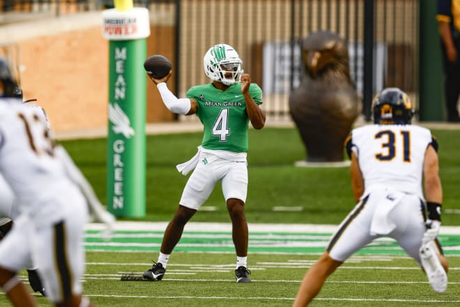 North Texas quarterback Chandler Rogers (4) throws during the second half of the Mean Green's season opener against Cal. He'll be a true dual-threat to a struggling Temple defense. 