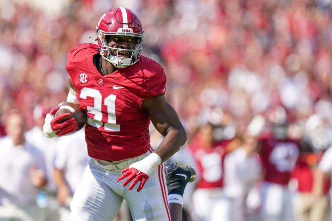  Alabama Crimson Tide linebacker Will Anderson Jr. (31) returns an interception for a touchdown against the Louisiana Monroe Warhawks during the first half at Bryant-Denny Stadium. Photo | Marvin Gentry-USA TODAY Sports