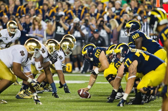 The Michigan Wolverines' last football win over Notre Dame came on Sept. 7, 2013, at The Big House.
