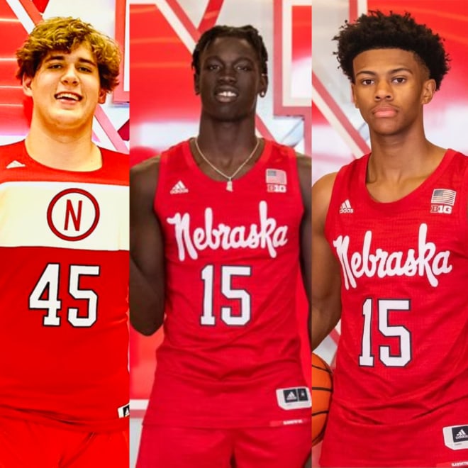 Top 2023 prospects Gus Yalden (left), Omaha Biliew (middle), and Simeon Wilcher (right) have all visited Nebraska this month and will be among the first targets called at the start of the 2023 contact period  on Tuesday.