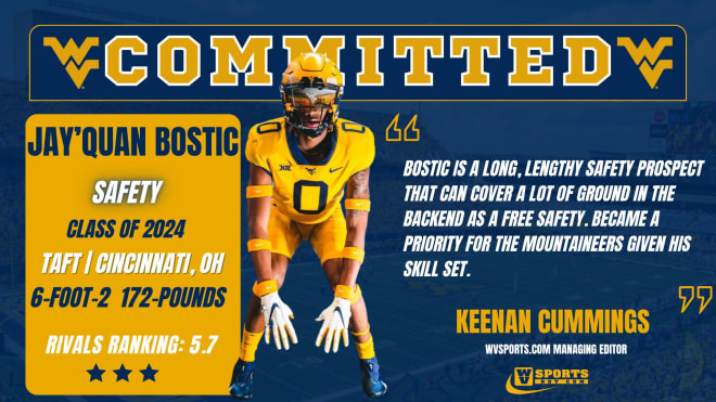 Bostic has committed to the West Virginia Mountaineers football program.
