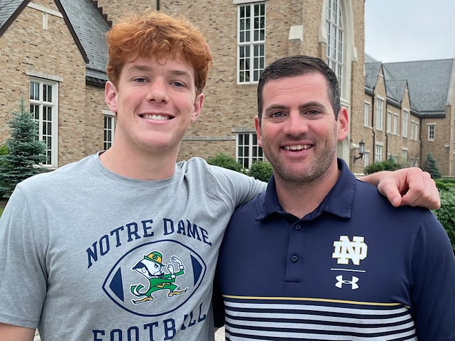Tight end Jack Larsen has developed a special connection with ND tight ends coach Gerad Parker.