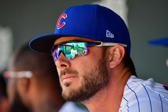 Chicago Cubs third baseman Kris Bryant (17) looks on prior to the game against the Kansas City Royals at Sloan Park on Feb. 26.