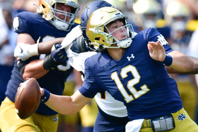 Sophomore Tyler Buchner's passing prowess in 2022 is likely to have a profound effect on Notre Dame's bottom line in 2022.