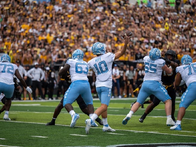 UNC QB Drake Maye has connetced with his tight ends for six touchdowns and 25 first downs so far.