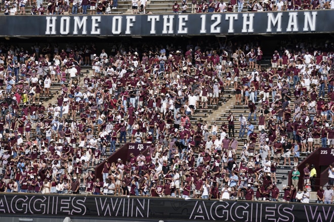 Fans celebrate after Texas A&M knocked off Florida earlier this month.