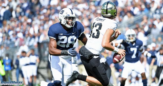 Jayson Oweh had one of Penn State's 10 sacks against Purdue. 