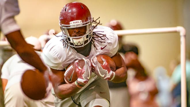 Alabama running back Najee Harris is one of several early enrollees turning heads for the Crimson Tide during spring camp. Photo | Laura Chramer 
