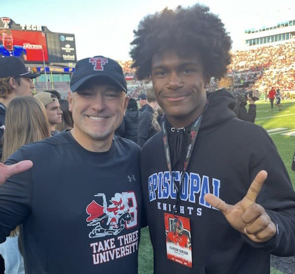 2024 Episcopal High School QB Karson Gordon with Texas Tech head coach Joey McGuire