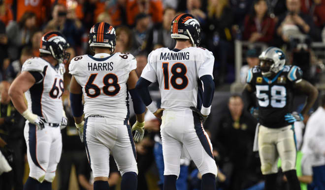 Protecting the blind side of quarterback Peyton Manning, left tackle Ryan Harris helped the Denver Broncos win Super Bowl 50.