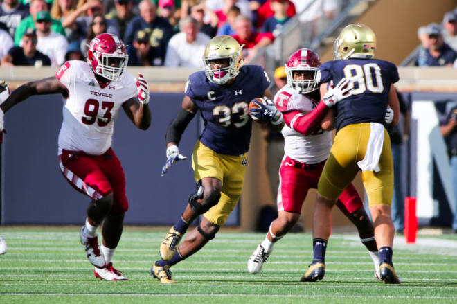 Getting running back Josh Adams on track will be key for Notre Dame against Boston College.