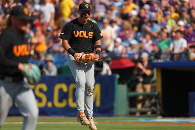 Tennessee first baseman Blake Burke celebrates the Vols’ SEC Tournament Championship win over LSU. 