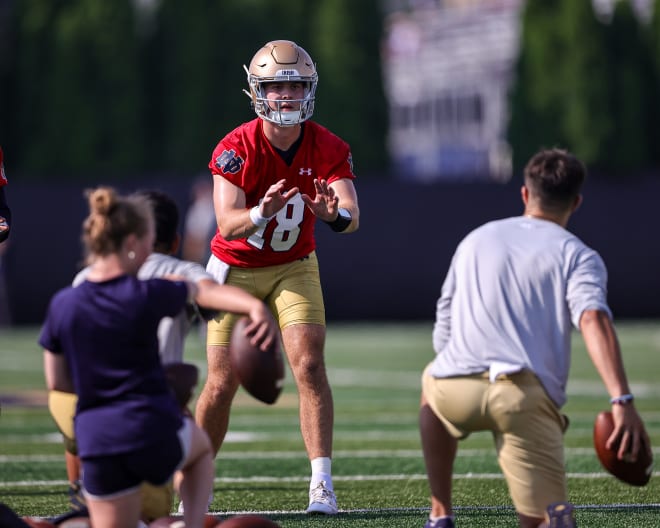 Sophomore QB Steve Angeli had a strong start to Notre Dame football training camp on Wednesday.