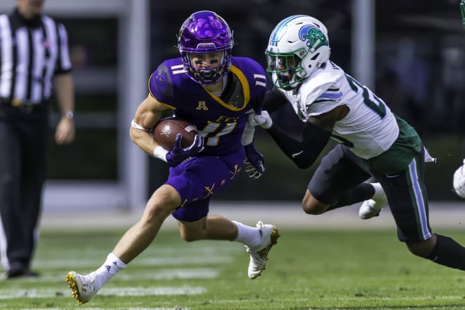 Blake Proehl with one of his 13 catches for 182 yards and two touchdowns in ECU's 38-21 loss to Tulane.