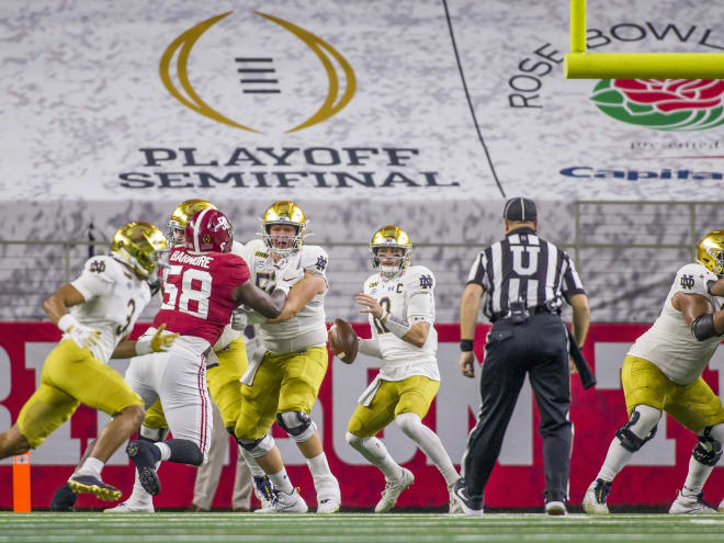Notre Dame last appeared in the College Football Playoff at the end of the 2020 season.
