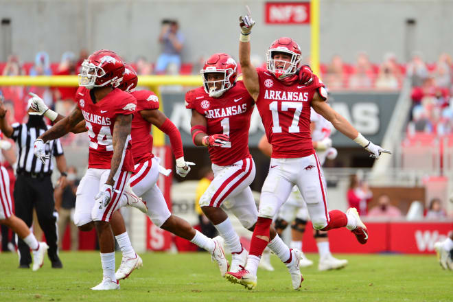 Hudson Clark made three interceptions in Arkansas' win over Ole Miss.