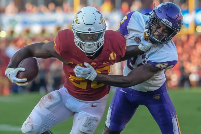 Breece Hall leads the Iowa State ground game against the Hawkeyes. 