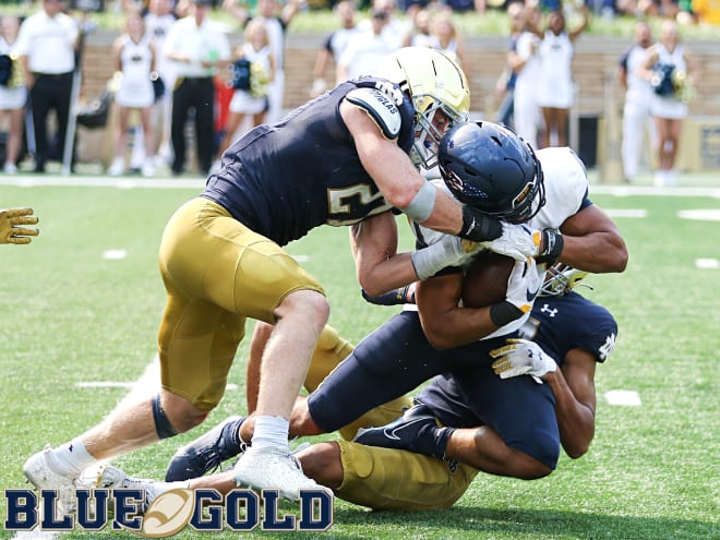 Notre Dame Fighting Irish football linebacker JD Bertrand. 