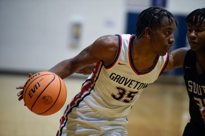Grovetown shooting guard Derrion Reid (35) dribbles during the Grovetown and South Effingham basketball game at Grovetown High School on Jan. 7. Grovetown defeated South Effingham 80-44. Photo | Katie Goodale / USA TODAY NETWORK